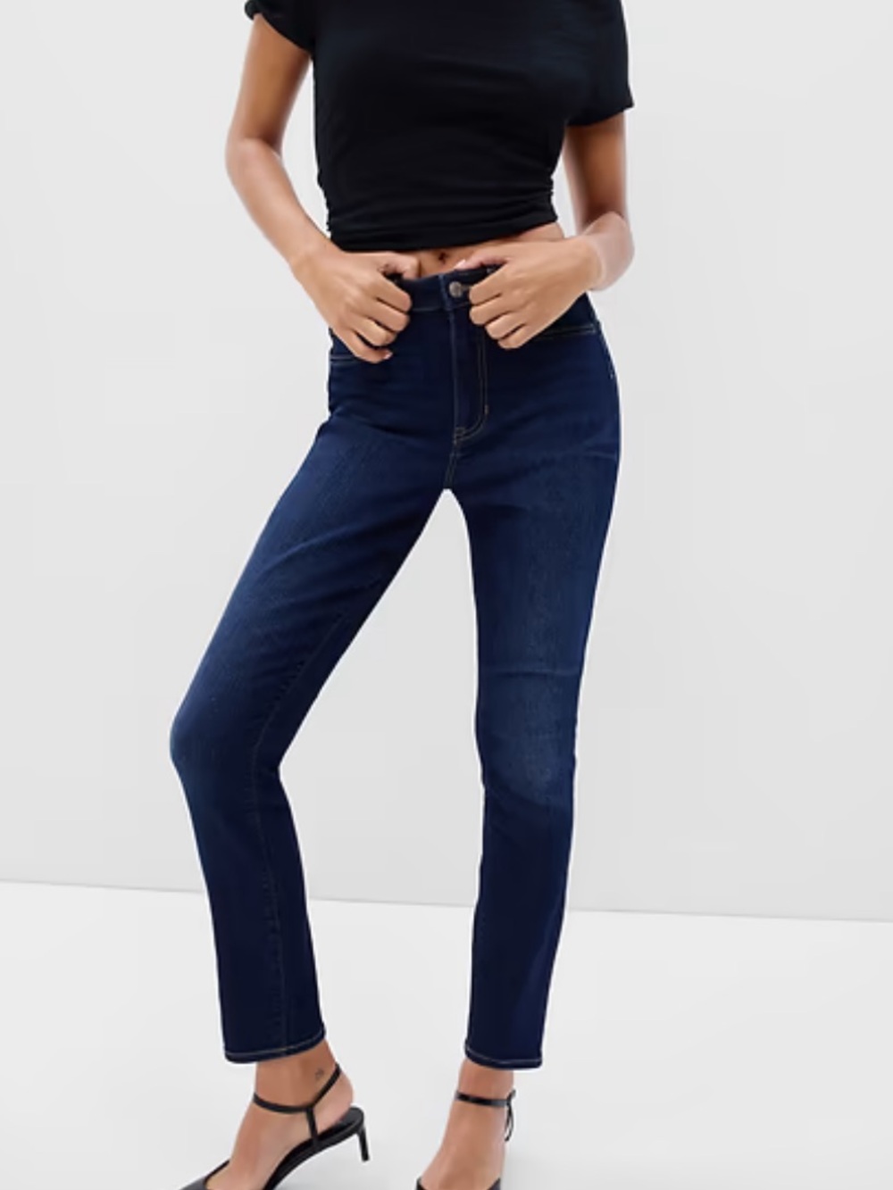 GAP Dark Blue High-Rise Slim Straight Jeans